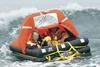 Plastimo liferaft in ocean
