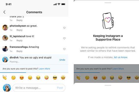 The new feature will ask users to reconsider posting something offensive