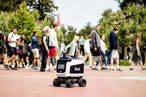 The food delivery Kiwibot appears to be automated, but is actually operated by remote workers being paid $2 an hour